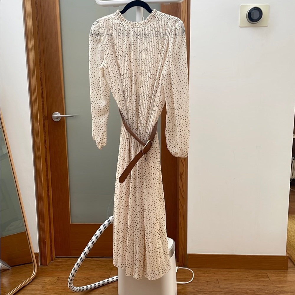Elegant Cream Polka Dot Dress